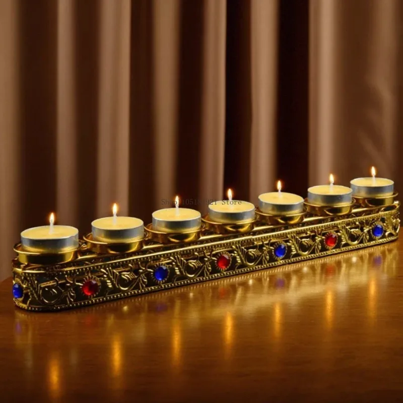 Single Row 7/trapezoidal 21pcs Tibetan Alloy Lamp Holder Home Indoor Temple Buddha Before Offering Blessing Candle Lamp Rack