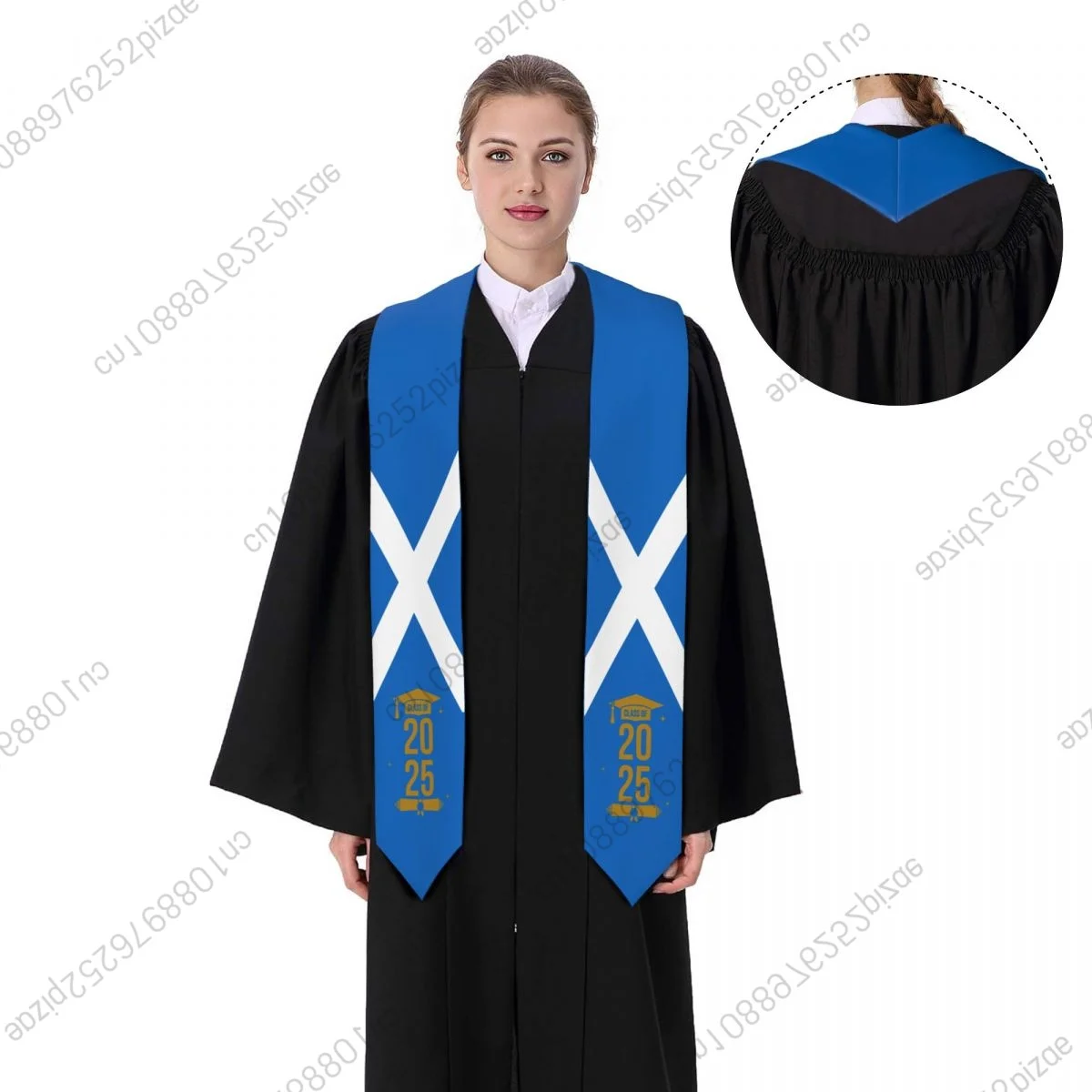 

New Scotland Flag Class Of 2025 183*13CM Graduation Stole Sash Scarf For International Students Proud