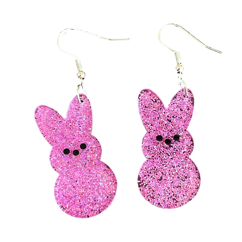 New Glitter Easter Bunny Earrings Colorful Acrylic Rabbit Earrings Easter Day Gift for Women Girl