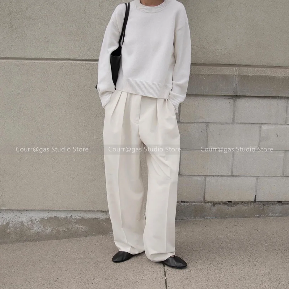 Spring 2024 new high-waisted thin versatile loose casual suit dragging trousers female wide-leg trousers trousers