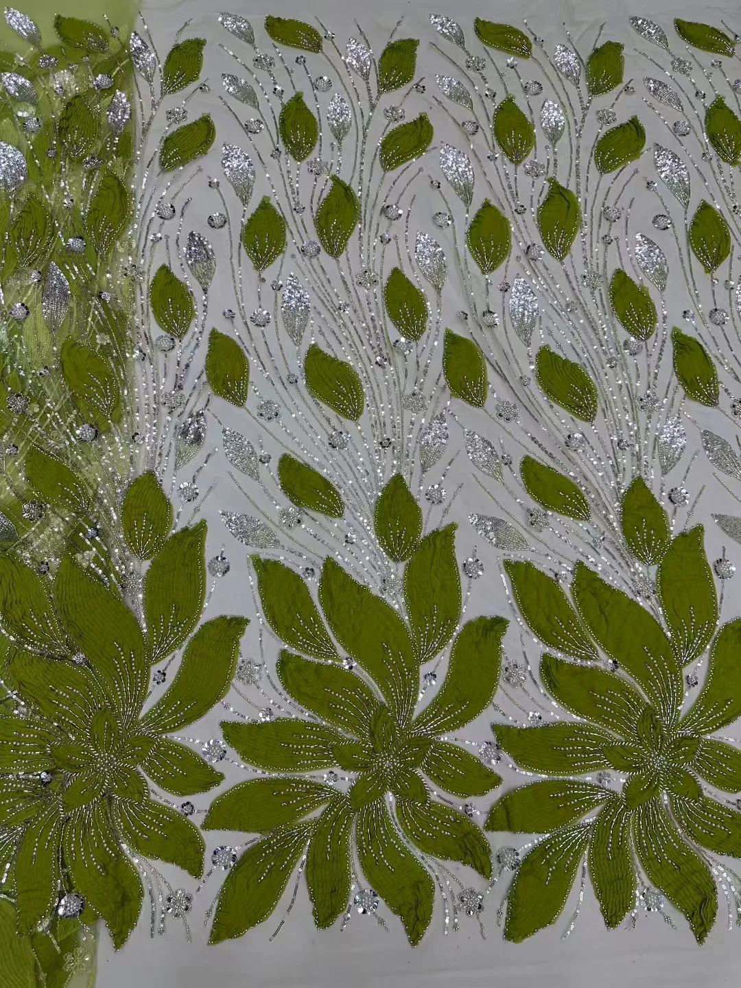 

High Quality Beaded Sequins Ribbon Embroidery Lace Fabric African French Tulle 3D Flower For Sewing Party Wedding Mesh Fabric