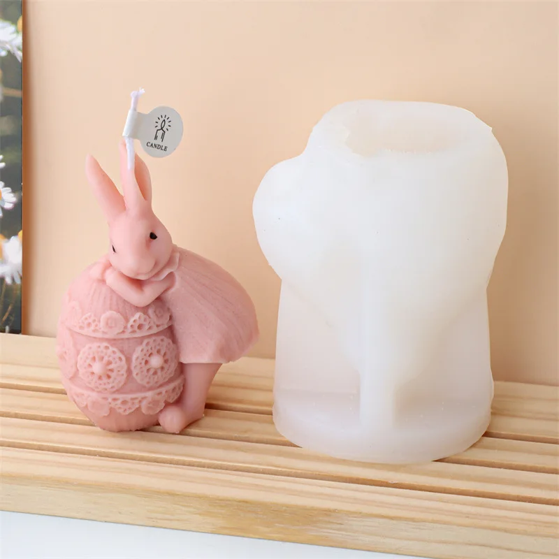 Diy Easter Rabbit Candle Silicone Mold Bunny Egg Soap Chocolate Making Tool Crystal Epoxy Resin Decor 3d Plaster Doll Gift New