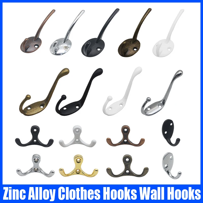 2PCS Thickened Zinc Alloy Clothes Hooks Wall Hooks Bathroom Towel Hooks Robe Hooks Coat Hooks Multifunctional Household Hook