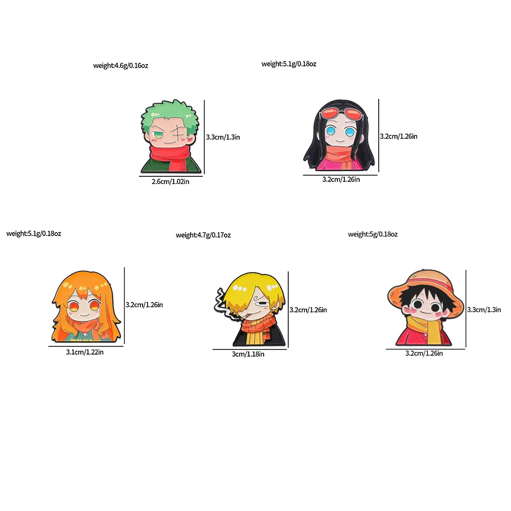 5 Pcs Cute Anime Cartoon Brooch Funny Nami Luffy Zoro Enamel Pin Metal Badge Jewelry Backpack Clothing Accessories Gift view 5