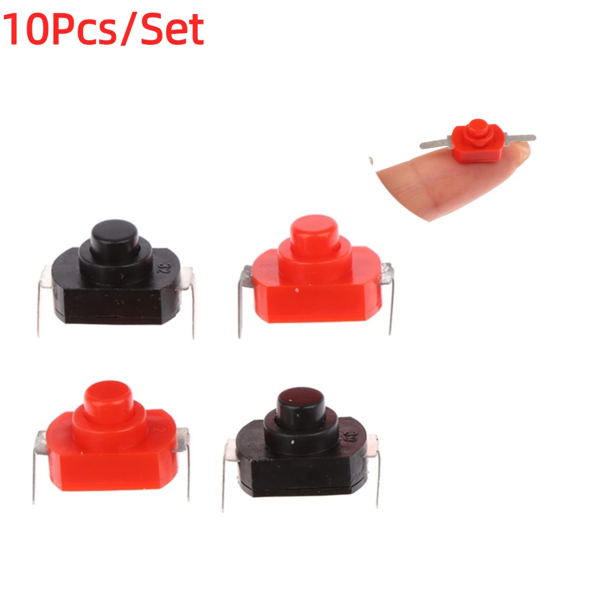 10Pcs 12*8mm On Off Mini Push Button Switch for Electric Torch 1208YD Self Locking