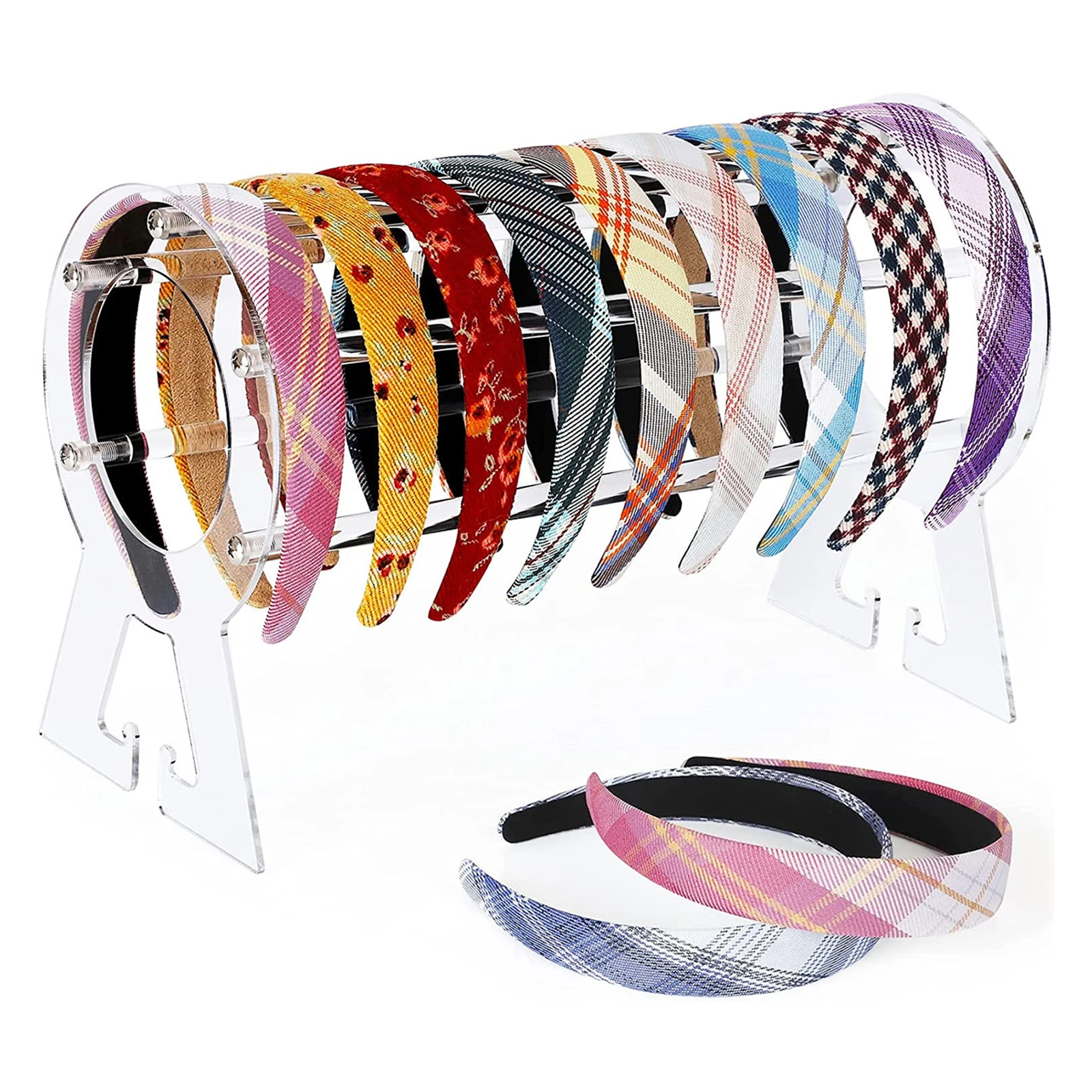 Soporte transparente para diadema, soporte acrílico desmontable para fotos, accesorios para el cabello, barra duradera para cadenas, organizador de diadema para mujer