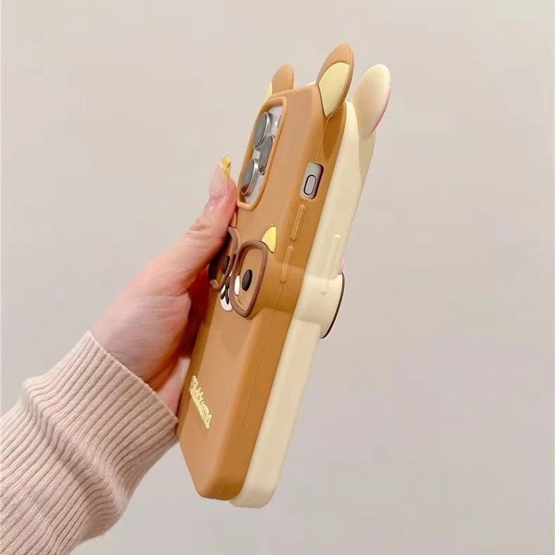 For iPhone 4S 5 5S 15 Plus 16 Pro Max 14 Pro 13 12 11 7 8 SE 6S 17 3D Glasses Rilakkuma Cartoon Silicon Soft Phone Case - náhled 4