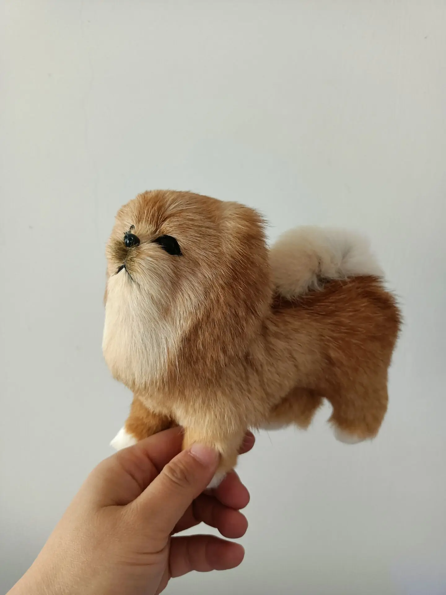 real life toy light brown dog polyethylene&furs about 16x14cm pekingese dog model home decoration toy gift d0555