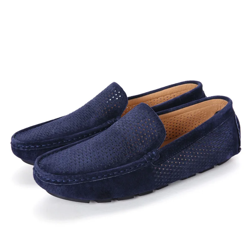 

New Loafer for Men Suede Men's Shoes Casual Flats Mens Loafers hollow out Moccasins Breathable Summer Driving Shoes