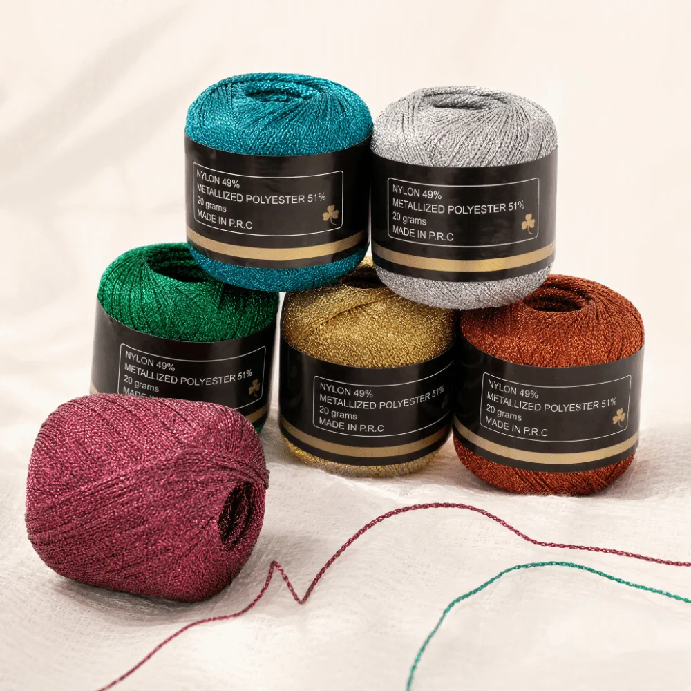1Roll Gold Silver Thread 1mm 120M Multicolor Crochet Knitting Yarn Handmade Material DIY Craft Supply Dyeing Yarn