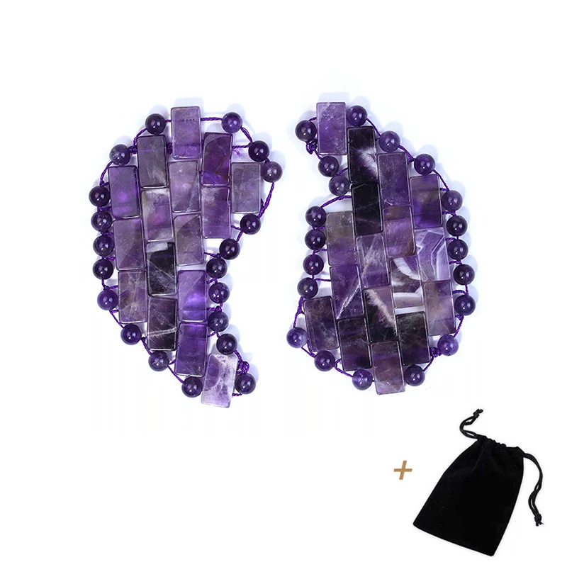 Natural Jade Stone Mini Crystal Eye Mask Patch Rose Quartz Black Obsidian Eye Mask For Relieve Eye Fatigue Massager Tools