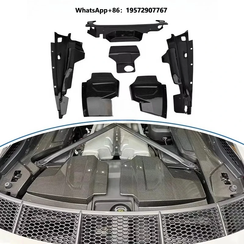 For R8 2022-2024 Dry Carbon Engine Compartment Accessories Heat Insulation Plate Side Decor Panels Oil Tank Cover