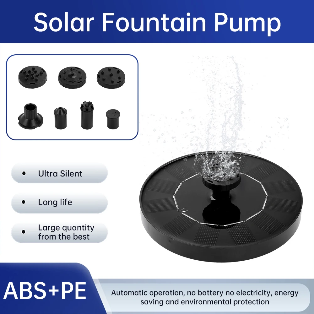 1W/1.4W Outdoor Solar Fountain Suitable for Garden Pond Solar Fountain Pump Kit with 4 Nozzles/6 Nozzles for Garden Decoration