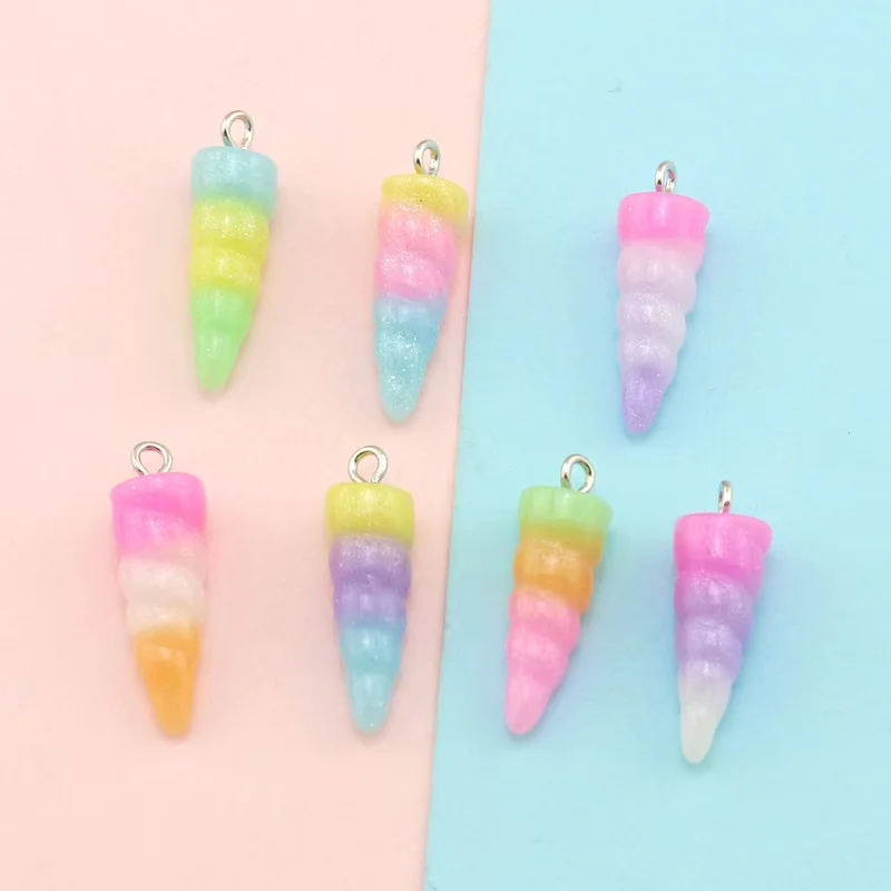 9*24mm 10pc Cute Simulated Unicorn Horn Resin Charms DIY Craft Decoration Jewelry Finding For Making Earring Necklace Accessory