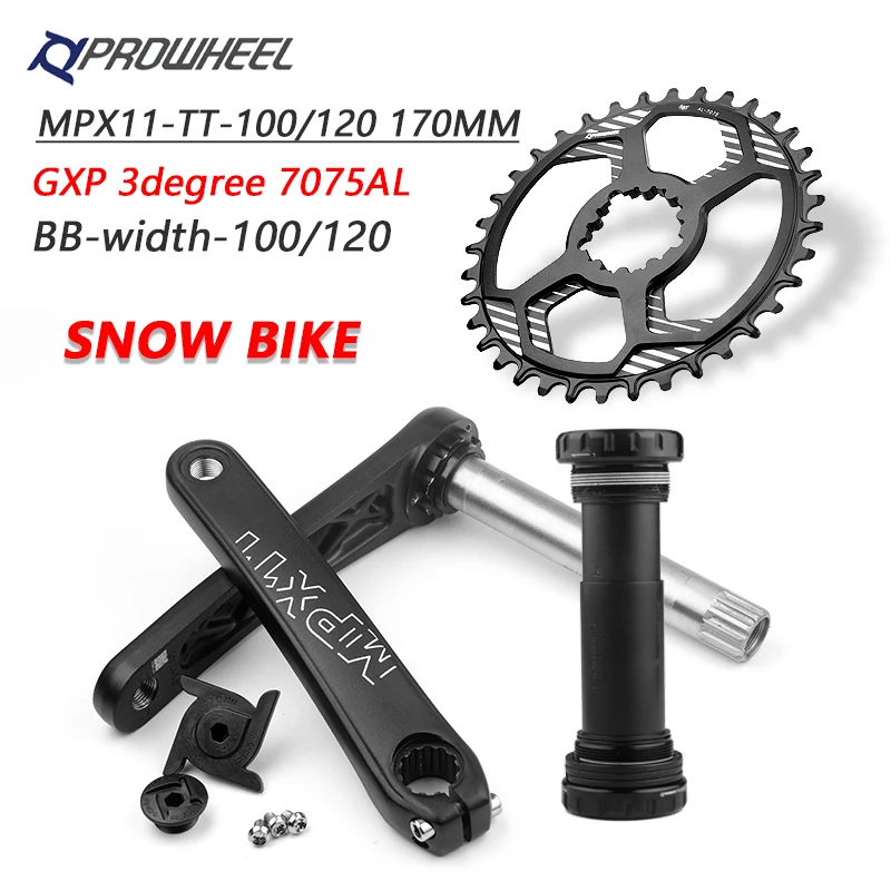 

PROWHEEL Snow Bike Crankset 170mm 28T 30T 32T 34T 36T 38T Chainring GXP Bottom Bracket BB 100/120mm Fat Bicycle Kit