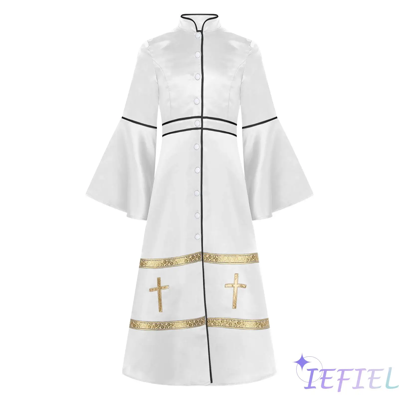 

Unisex Kids Priest Role-play Robe Church Cross Clergyman Dress Up Cassock Pulpit Vestments Halloween Pastor Cosplay Costume