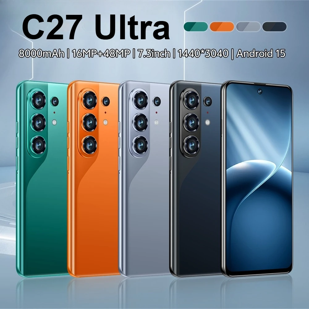 K-Touch Smartphone 5G C27 Ultra Mobile Phones Android Face Unlock Cell Phone 5G Dual SIM 22GB+2TB Smartphone 7.3inch HD 8000mAh Battery Mobile Phone