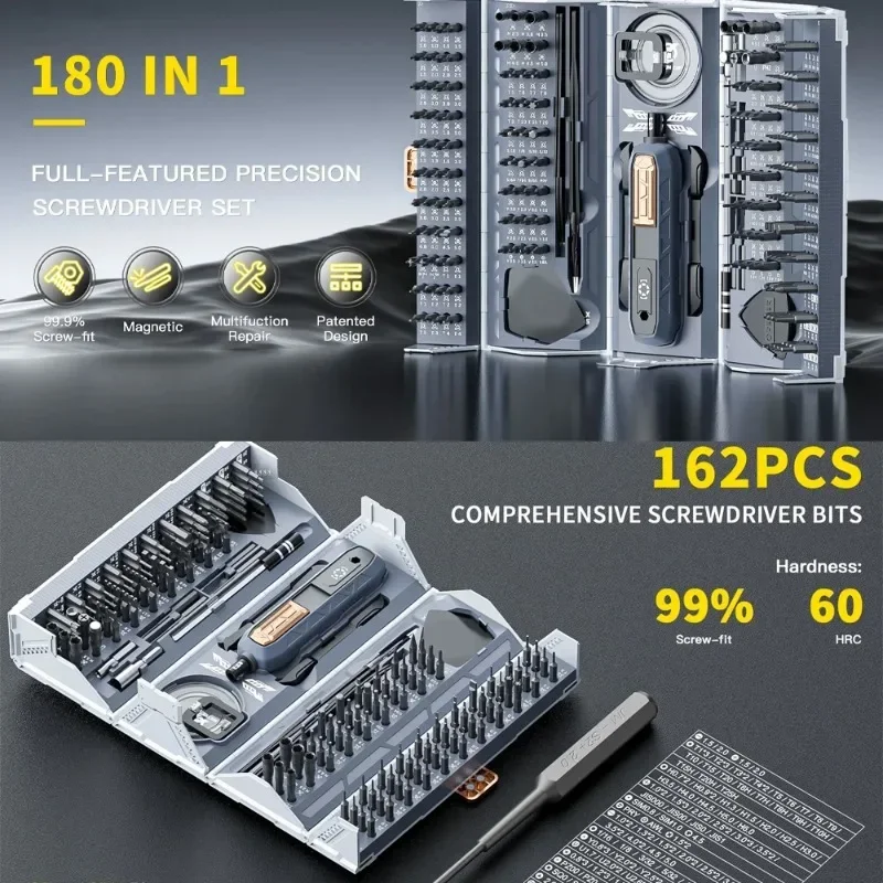 Nieuwe 180-in-1 precisieschroevendraaiergereedschapset Mobiele telefoon Computer Tablet Brilreparatie Thuis Magnetische professionele reparatietools