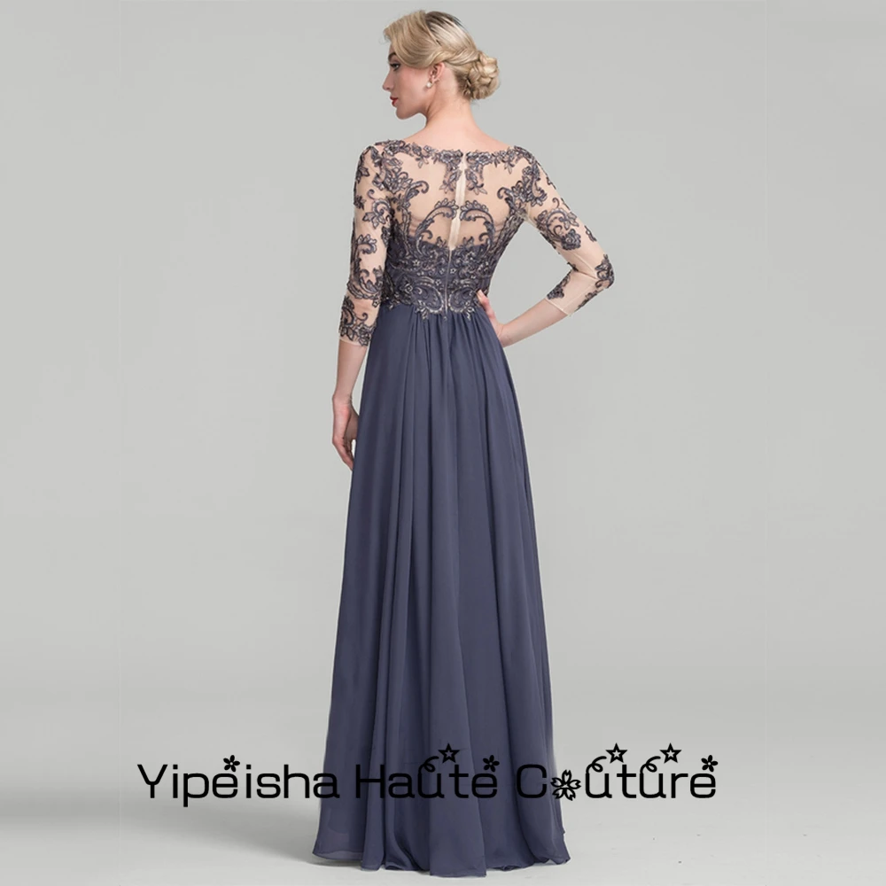 Yipeisha-Royal Blue Wedding Party Dress, Custom Made, A Linha, Chiffon, V Neck, Três quartos mangas, Mãe dos vestidos de noiva, Novo, 2022