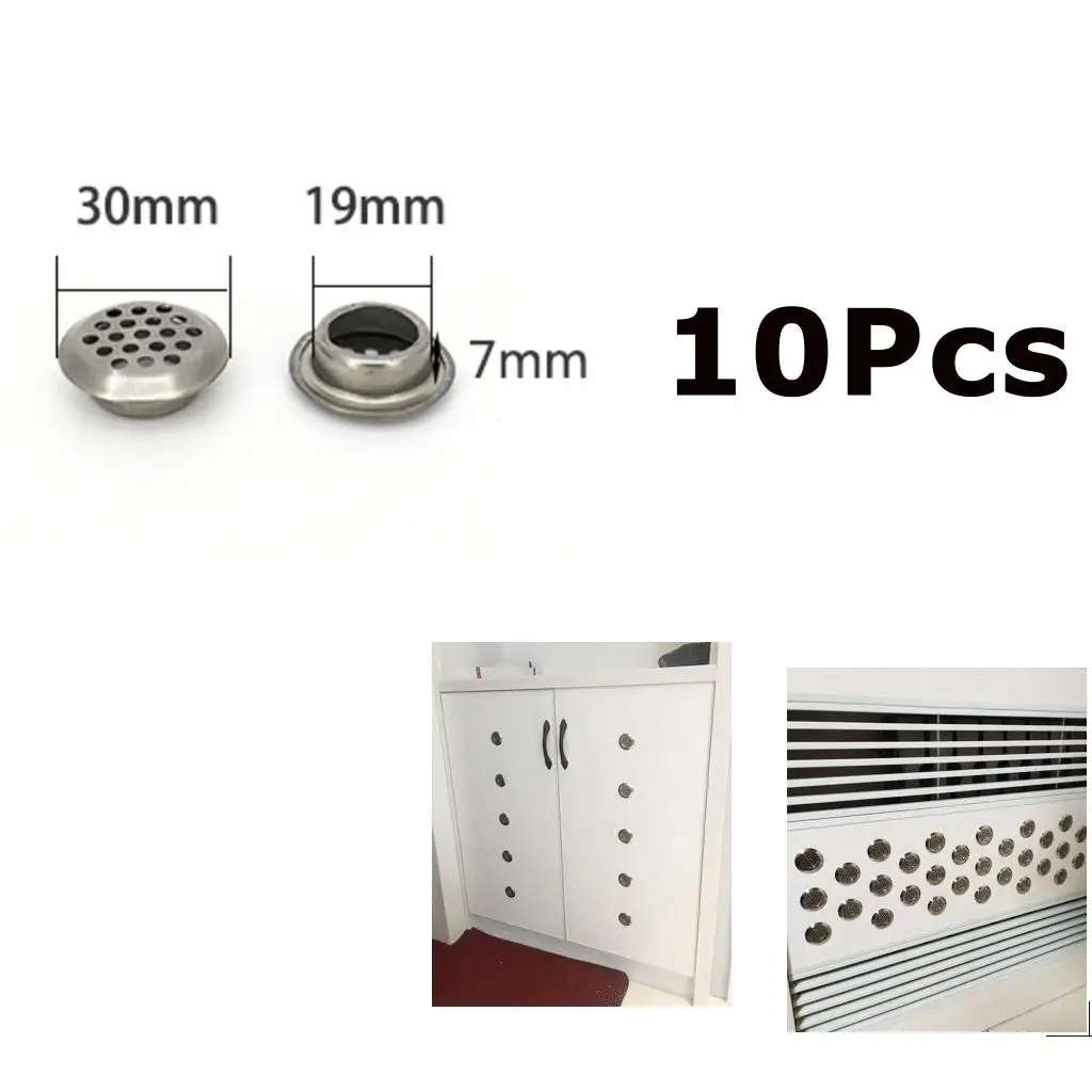 10Pieces Metal Slope Round Type Cabinet Air Vent Cover Mesh Hole Louver Exhaust