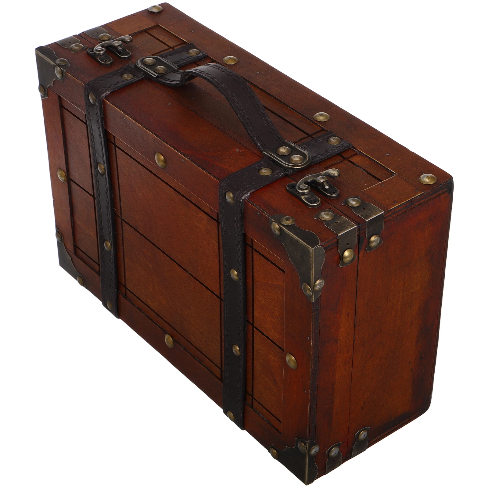 

Retro Wooden Storage Trunk Vintage Style Decorative Chest Box for Jewelry Trinkets Keepsake ganizer Small Luggage Suitcase Aged