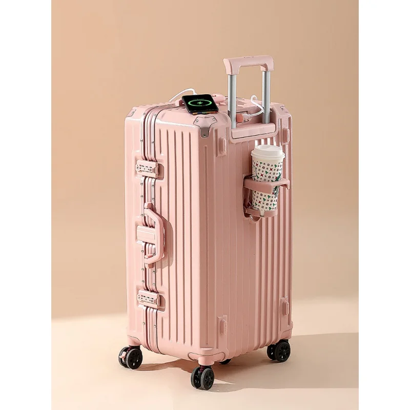 Aluminium luggage travel suitcase with wheels Multifunctional USB charging permitted to both men and women Large capacity