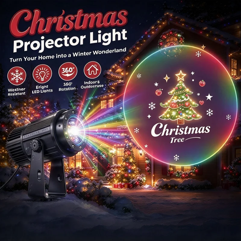 LED Projector Light Waterproof Indoor Outdoor Pattern Projection Lamp for Home Garden Wall Party Holiday Decoration