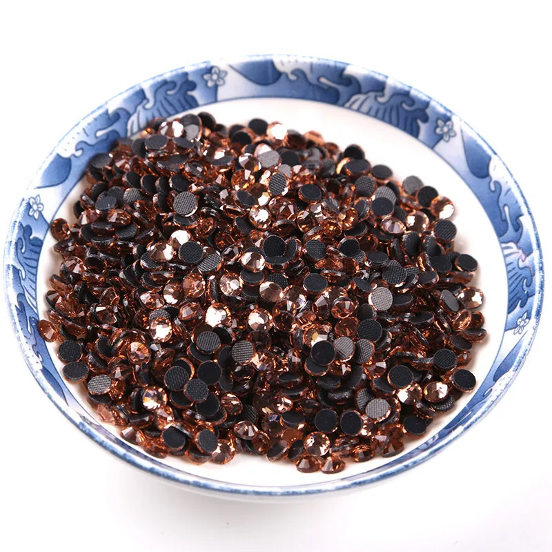 10bags/Lot SS16(3.8-4.0MM) Honey Peach Crystal Flatback DMC Hot Fix Rhinestone  with Black Glue for Clothing Decoration