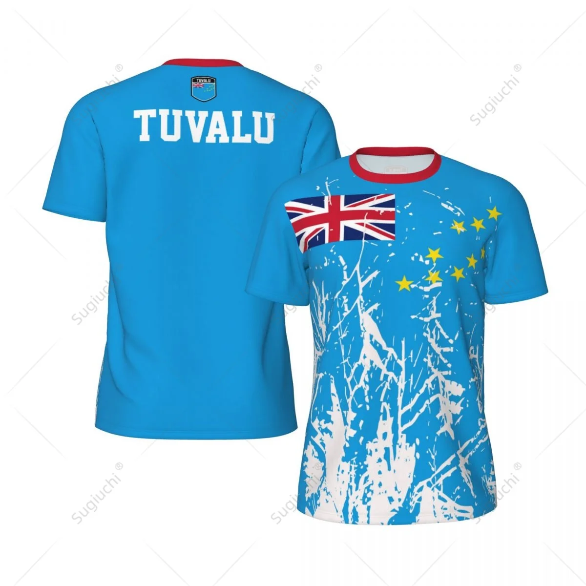 Exclusive design Tuvalu Flag Grain 3D Printed Men For Running Bike Soccer Tennis Fitness Sports tshirt Mesh Fans Short T-shirt