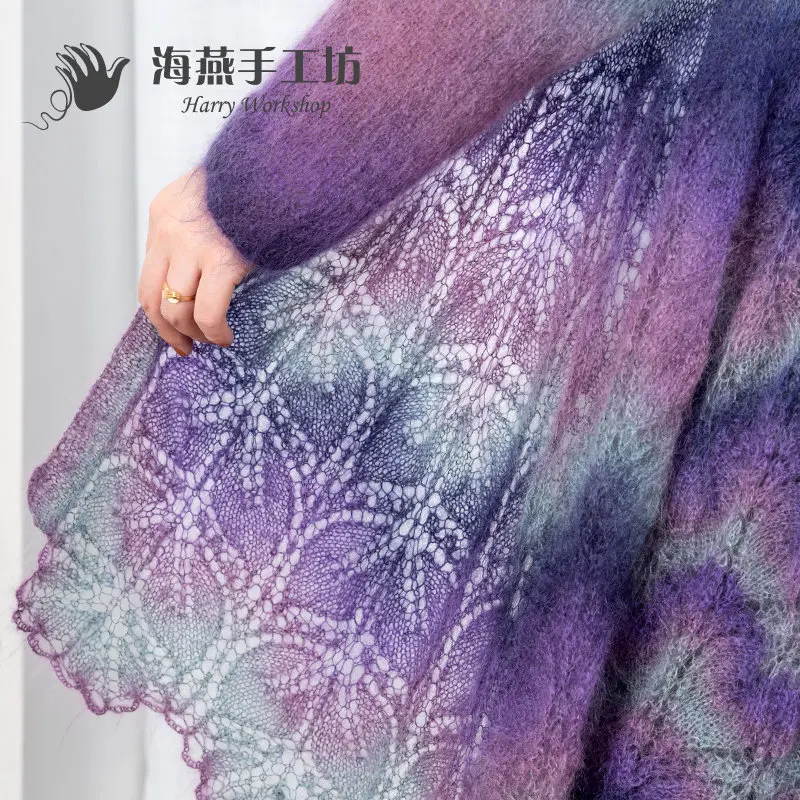 

Imported wool ball Japanese segment dye gradual change color R mohair lace flower scarf shawl thread hand-woven DIY