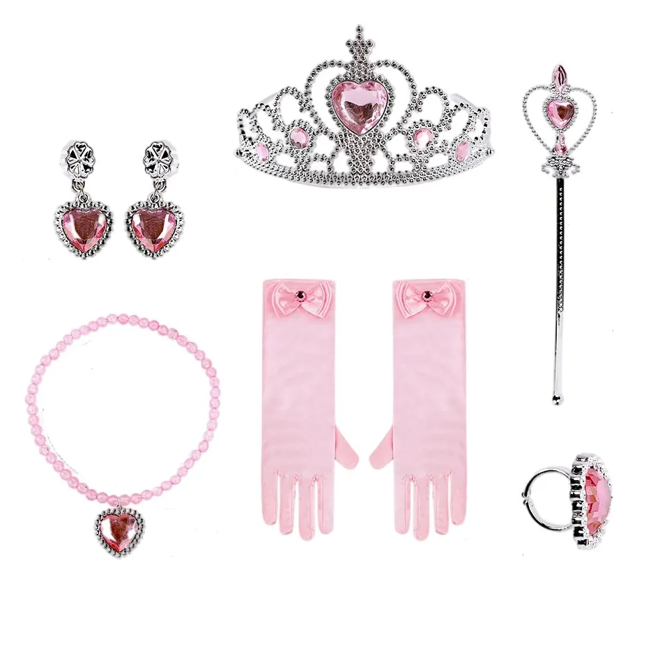 Girls Elsa Anna Accessories Set Gloves Wand Crown Jewelry Princess Role Play Ice Queen Accessories Girls Birthday Party Jewelry