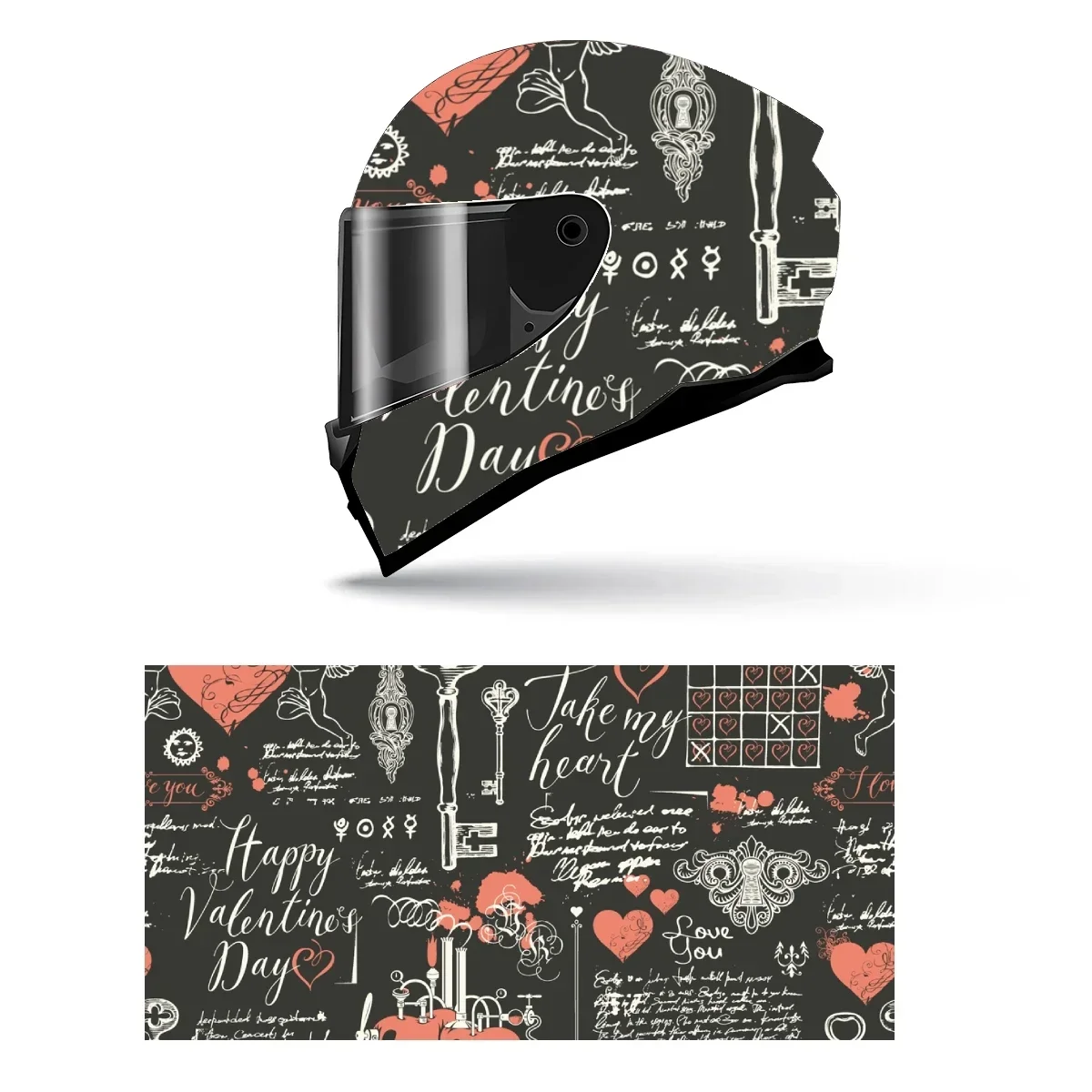 

Abstract Doodle Love Full Helmet Wrap Sticker Motorcycle Helmet Racing Graphic Decal Vinyl Wrap Helmet Decorative Sticker