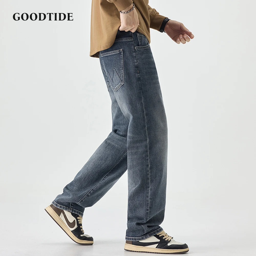 

2025 Autumn New Male Versatile Jeans Business Casual Stretch Trousers Concise Denim Pants Men's Loose Straight Jeans for Man