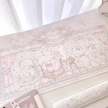 Růžová kawaii kočka kancelářská podložka na počítačový stůl velká gumová podložka pod myš roztomilá kreslená podložka pod myš dekorace domu dárek 10 nejlepší prodej roztomilé podložky na stůl - №1