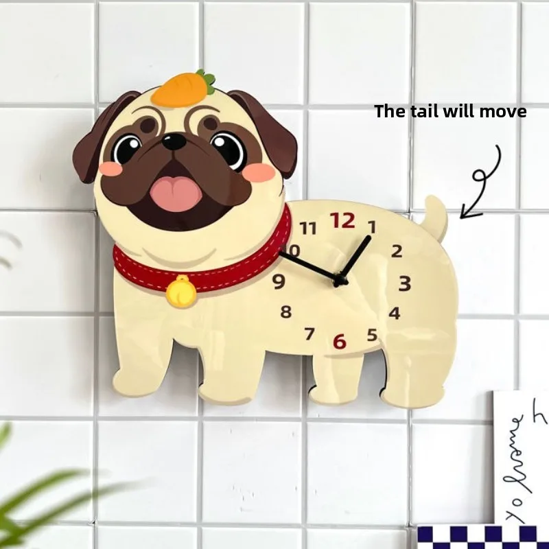 

Creative Decorative Wall-mounted Clock and Living Room Pet Clock Pendant with A Swinging Tail of A Cartoon Puppy