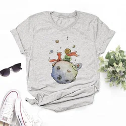 Cartoon T-shirt Little Prince Print Graphic Women T Shirt Little Prince Graphic Tee Shirts for women O-Neck Short Sleeve