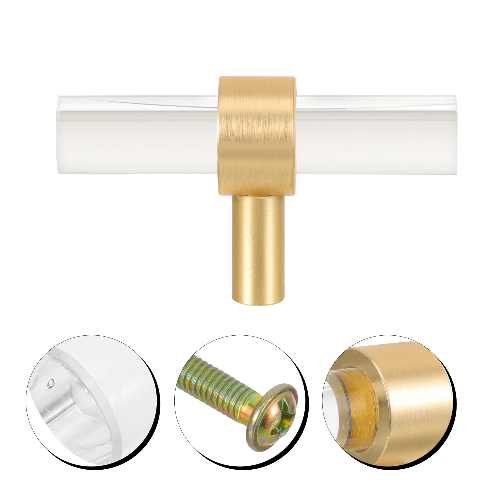 

3 pcs Acrylic Cabinet Handles Clear Golden Drawer Pulls Single Hole Knob For Kitchen Drawer Dresser Cupboard Wardrobe Furniture