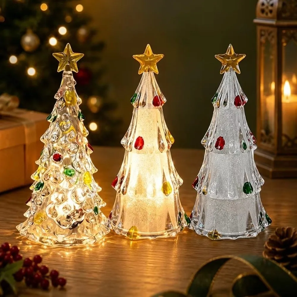 Luminous Christmas Tree Lamp Glowing Transparent Christmas Tree Night Light LED Atmosphere Xms Eve Candle Lights Desktop Props