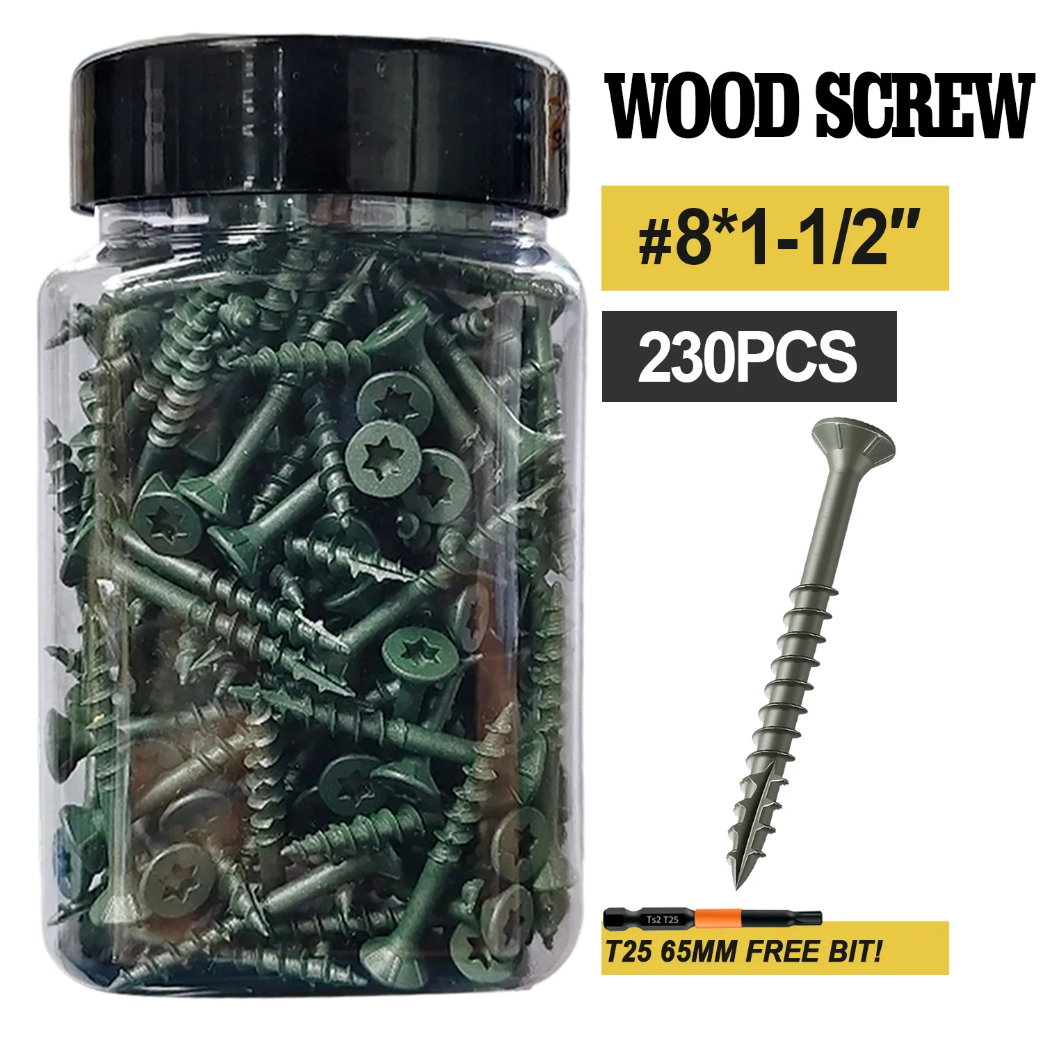 

Винты для палубы VKKM 1-1/2 дюйма, шурупы по дереву # 8x1-1/2, 230/350 шт., устойчивое к ржавчине покрытие, винты T25, звездочка T25 в комплекте, зеленый