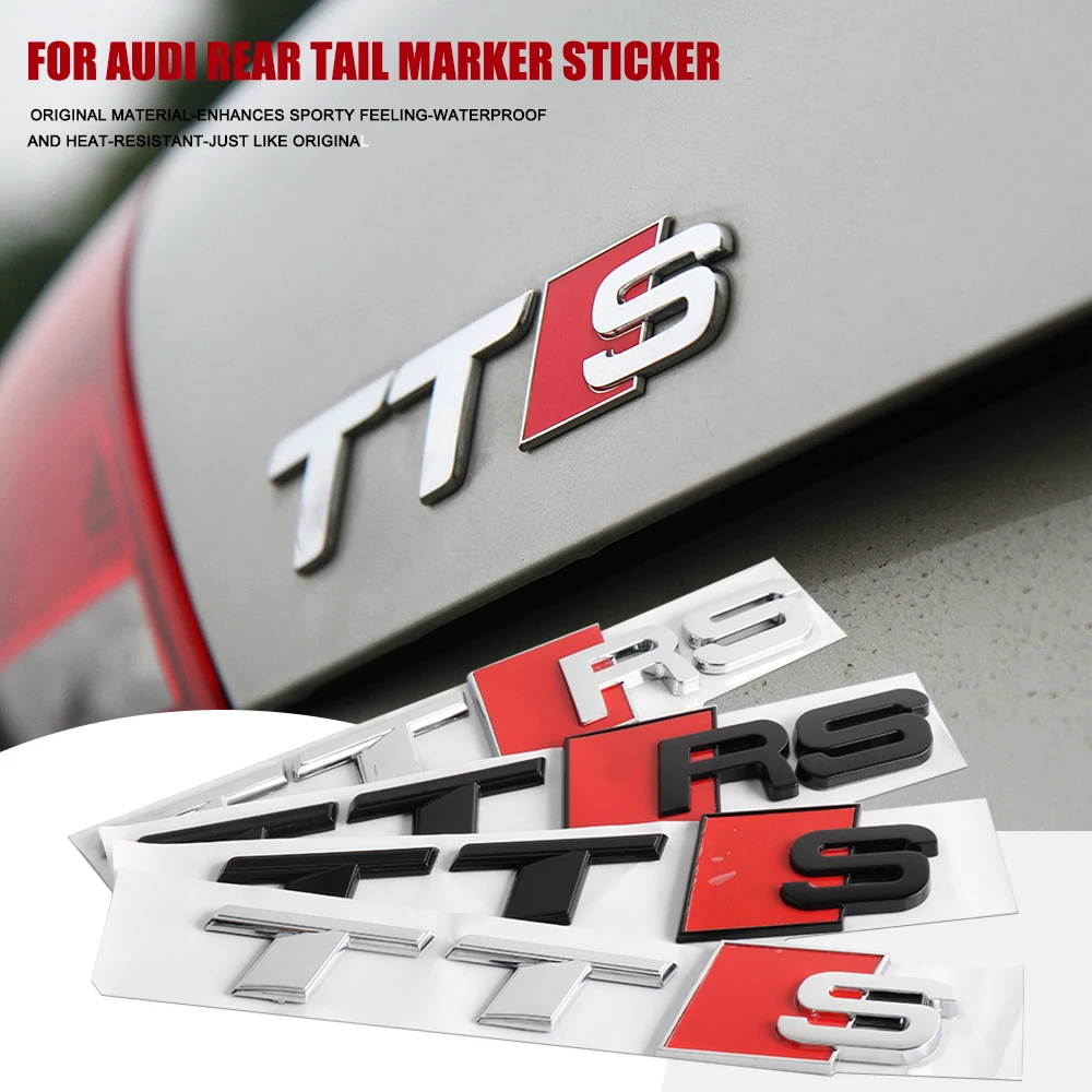 Car ABS Emblem Body Rear Trunk Badge Sticker Decoration Accessories for Audi TTS TTRS S A3 A4 B8 8P 8V B6 A5 A6 C7 Q5 B9 B7 C6 R