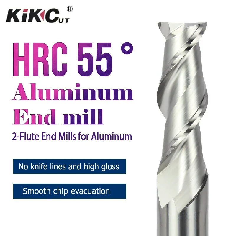 HRC55° Aluminum End Mill 2 Flute  Keyway  High-Gloss Aluminum Alloy Milling Cutter Tungsten Steel  Special For Aluminum