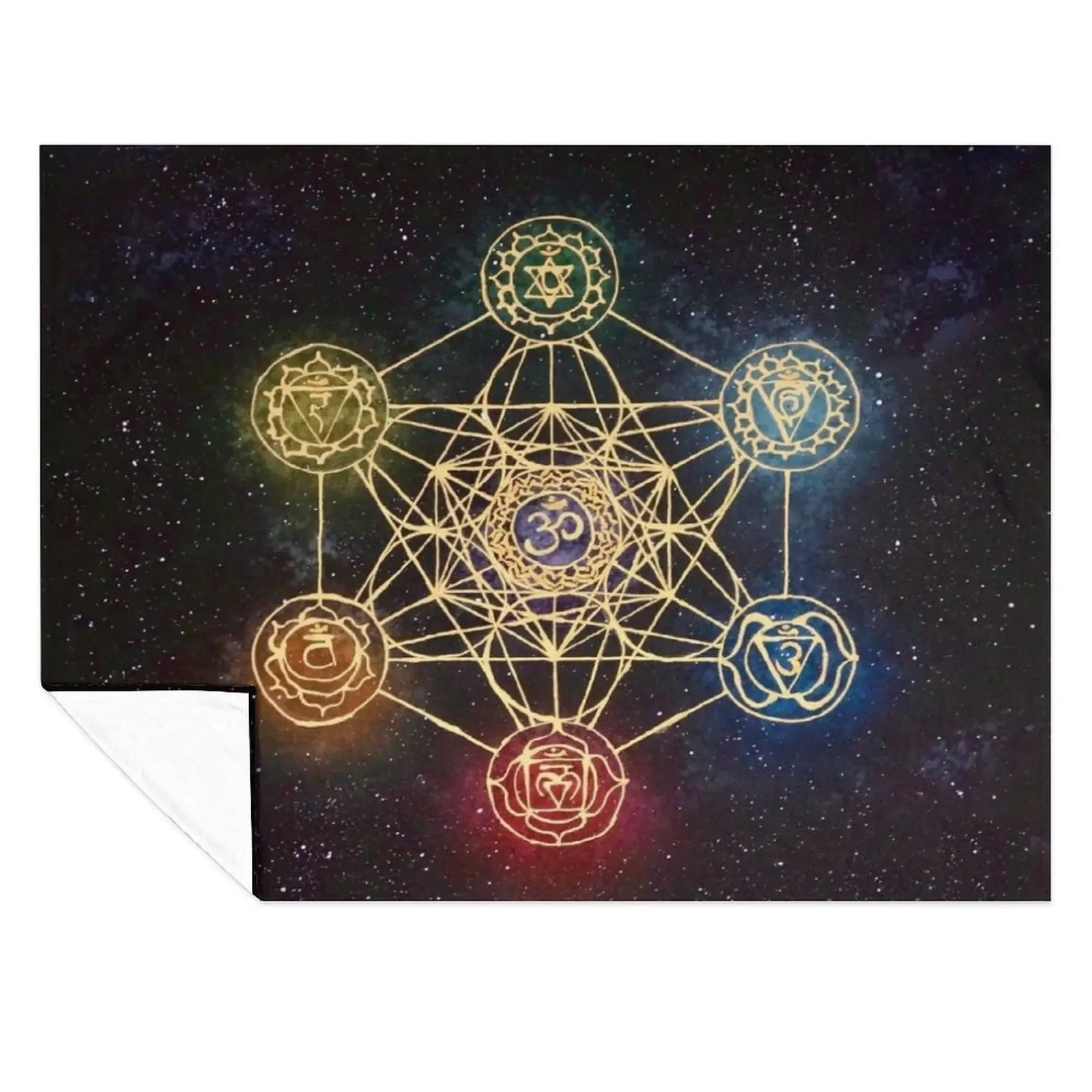 

Sacred Geometry - Metatron's Cube with Chakras Throw Blanket Winter beds wednesday For Sofa Thin Soft Beds Blankets