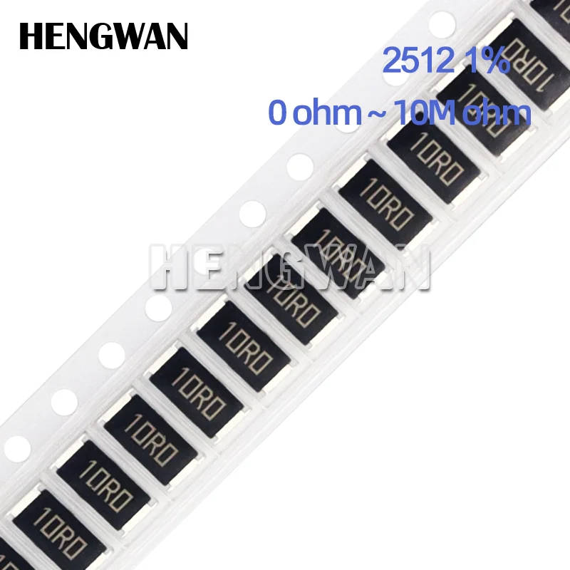 Resistencia SMD de 50 piezas, 2512, 1%, 0R-10M, 1W, 0, 1, 10, 100, 150, 220, 330 ohm, 1K, 470 K, 10K, 2,2 K, 1R, 10R, 100R, 150R, 220R, 330R, 470R, 1M