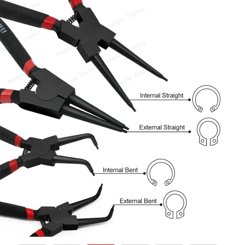 

7 "Heavy Duty Circlip Pliers Kit Outside Inside Right Angled Beak Portable Multifunctional Snap Ring Circlip Pliers Tool