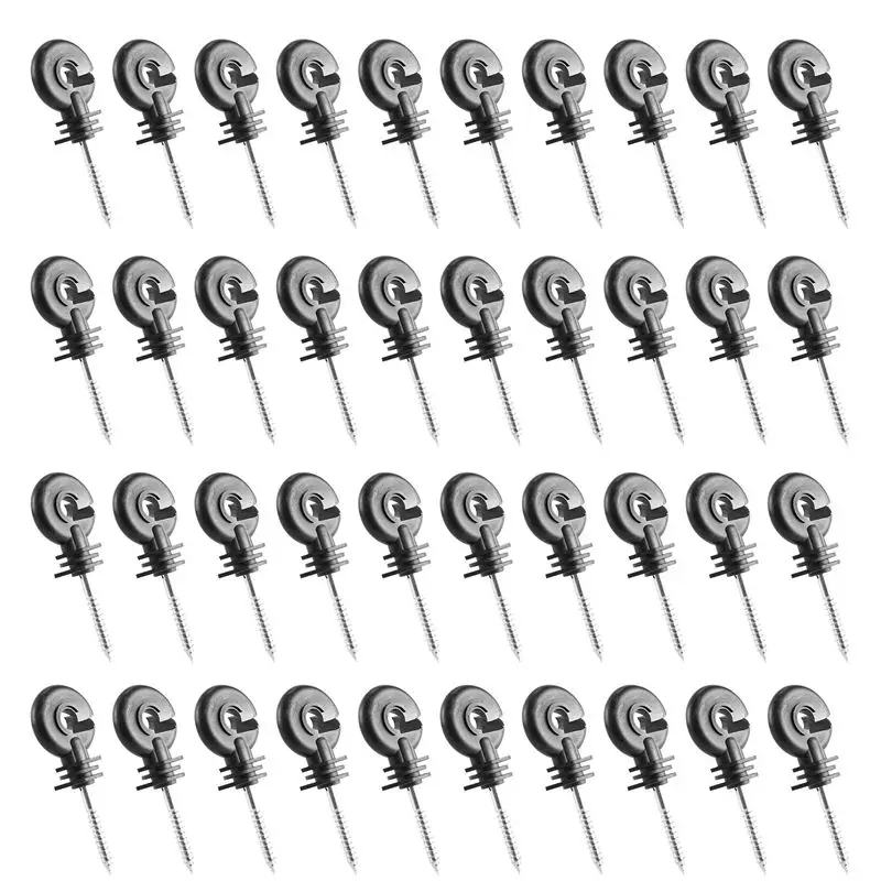 AA94-40Pcs Electric Fence Insulators Screw,Electric Fence Ring Insulator Tape Screw Wood Post Insulators Screw-In,Screw