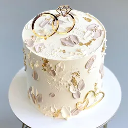 Gold Silver Acrylic Diamond Ring Shape Cake Topper Wedding Cake Decoration Bridal Shower Party Supplies Bachelor Party Gift