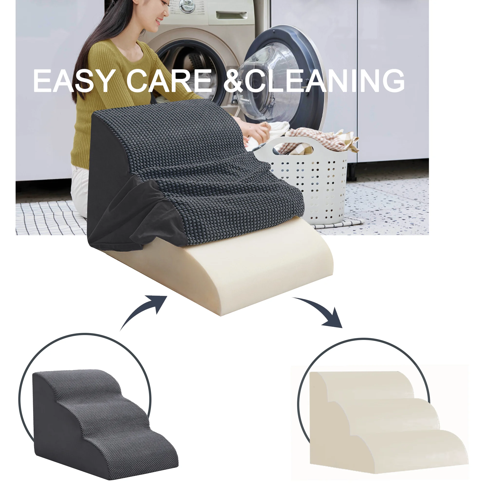 منحدر سلالم الكلاب المنحني للأسرة العالية 19.7 بوصة ارتفاع، خطوات للكلاب الصغيرة والقطط، سلالم الحيوانات الأليفة لتسلق السرير العالي، Gr