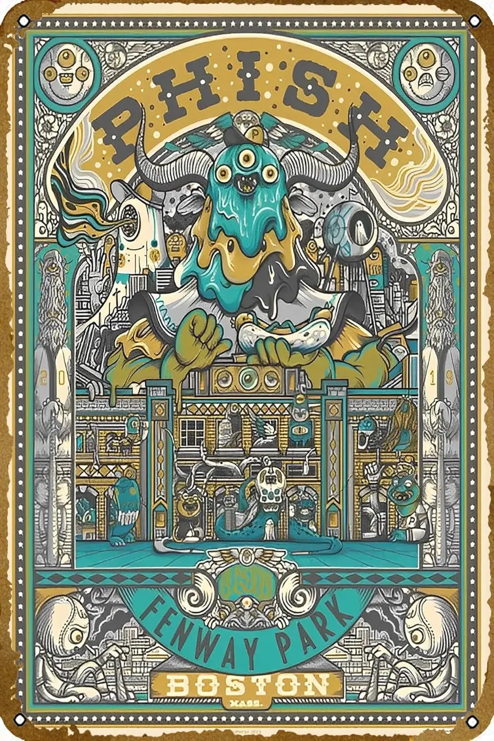 Phish Boston 2019 (Show Edition) Concert Posters Vintage Metal Tin Sign The for Bars, Restaurants, Cafes, Pubs Decor Gifts 8 x 1