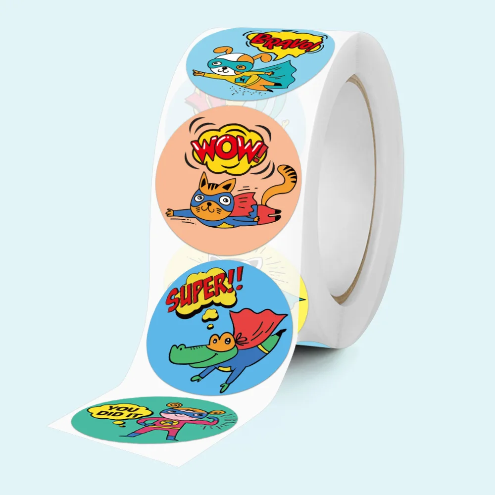 귀여운 보상 스티커, 학교 교사용 동기 스티커, 학생용 동물 스티커, 문구, 100-500 개