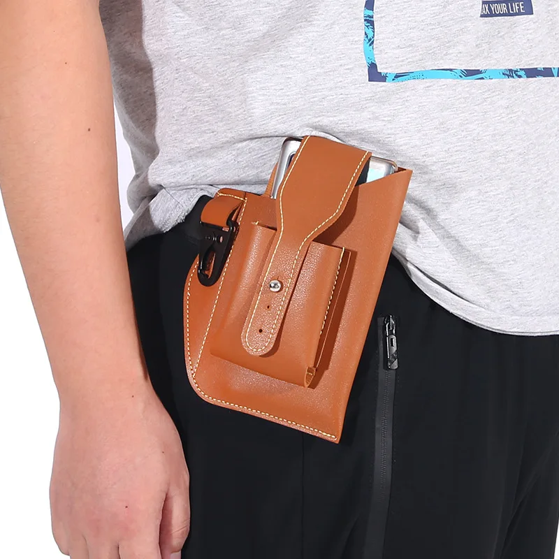 Fanny Waist Bag PU Leather Belt Bum Leg Hip Packs forMen 6-7.5inch Cell Phone Cigarette Lighter Box Case Outdoor Pouch Wholesale